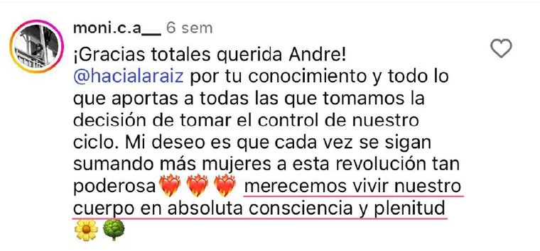 Testimonio de alumna por WhatsApp