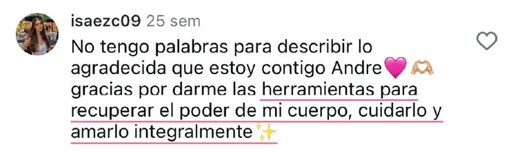 Testimonio de alumna por WhatsApp