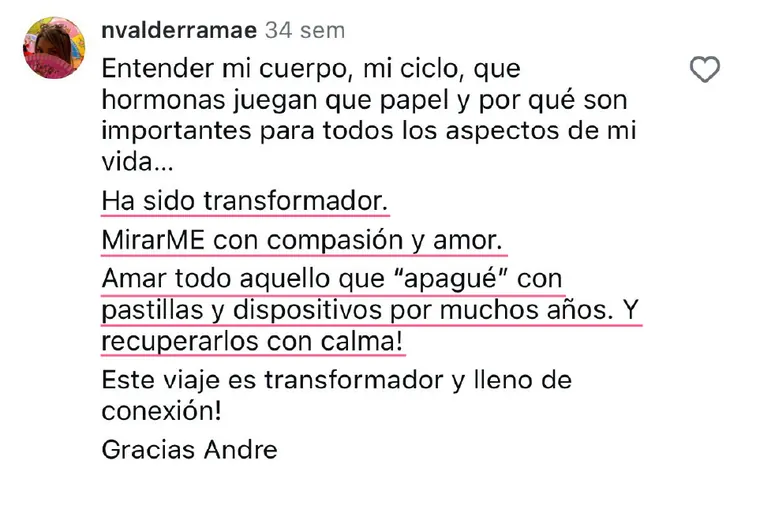 Testimonio de alumna por WhatsApp