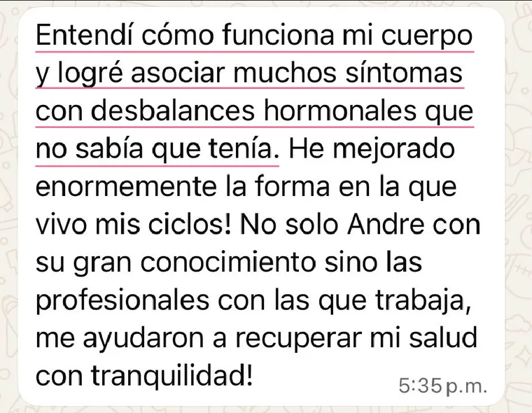 Testimonio de alumna por WhatsApp